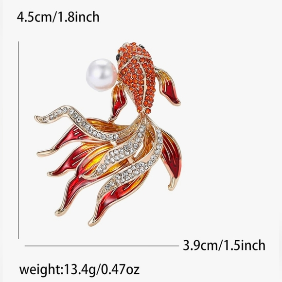 Red and Gold Fish Brooch - Picture 5 of 5
